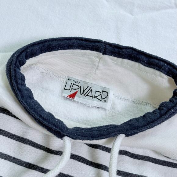 Vintage 90's Floral Embroidered Striped Sweatshirt - M - Picture 4 of 4